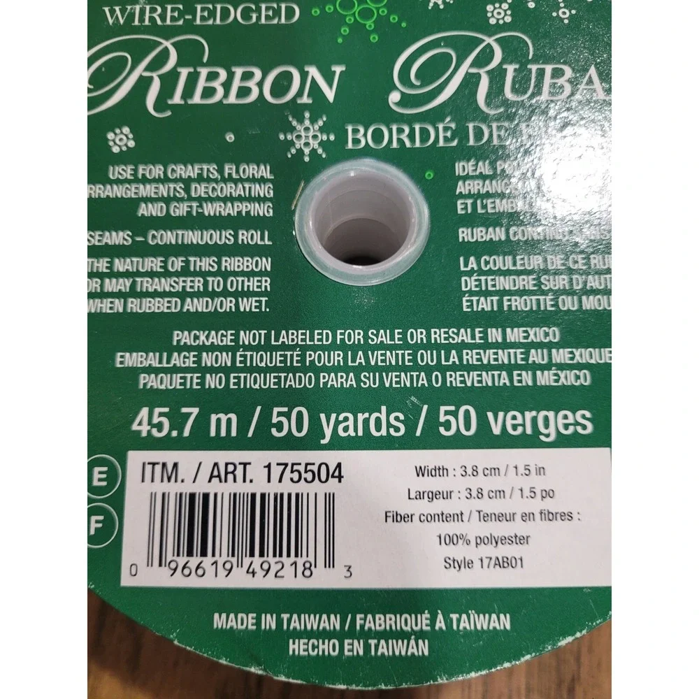 Kirkland Signature Wire-Edged Ribbon 3.8cm/1.5in (45.7m/50yd) White